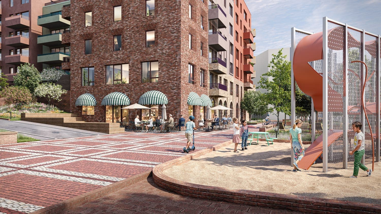 Hyggelig torg - en naturlig samlingsplass på Linderudløkka