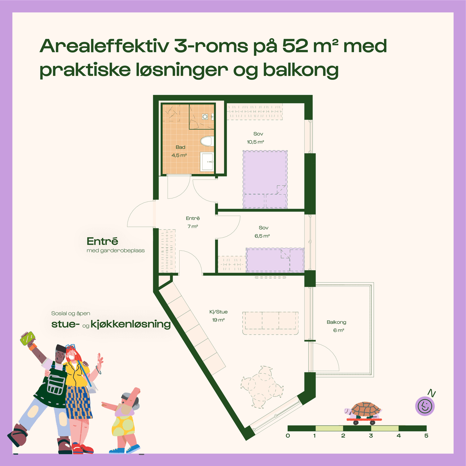 Kompakt 3-roms med god planløsning